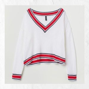 White sweater V-neck soft knit